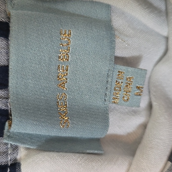 Skies Are Blue Navy Gingham Faux Wrap Skirt Size Medium - Picture 4 of 7